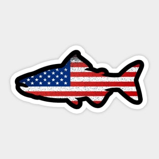 Fish with American Flag Sticker